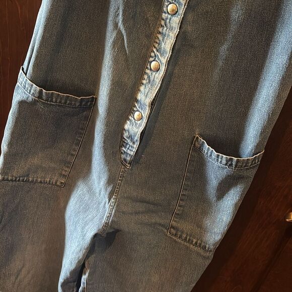 Vintage Oliver Pease Denim Snap Front Jumpsuit - Size 8 - Picture 5 of 8